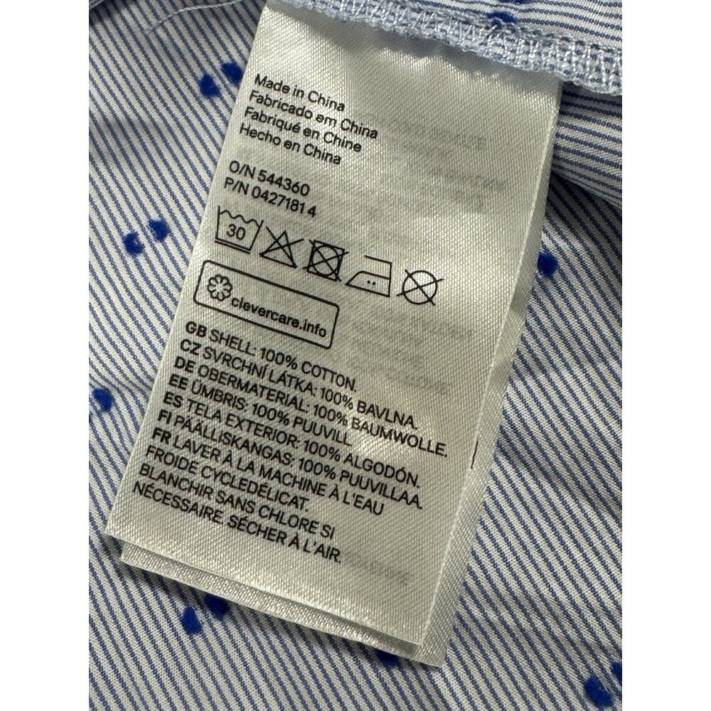 H&M 8 Striped Blue Polka Dot Button Up Off The Shoulder Ruffle Summer Midi Dress - Picture 4 of 8